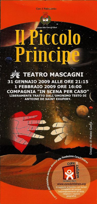 Playbill of the Theatrical Show Il Piccolo Principe by the company In Scena Per Caso, 31/01/2009 Chiusi (SI)